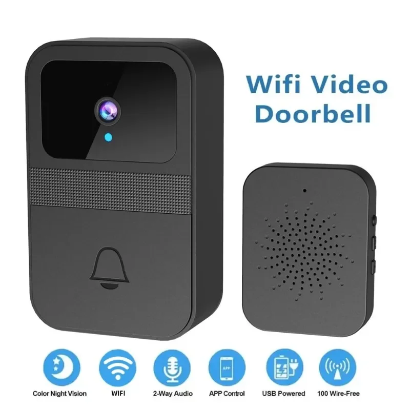 

1Set Smart Home Wireless Video Doorbell 2-Way Audio HD Video Doorbell Camera Cloud Storage Night Vision, 2.4G WiFi Compatible