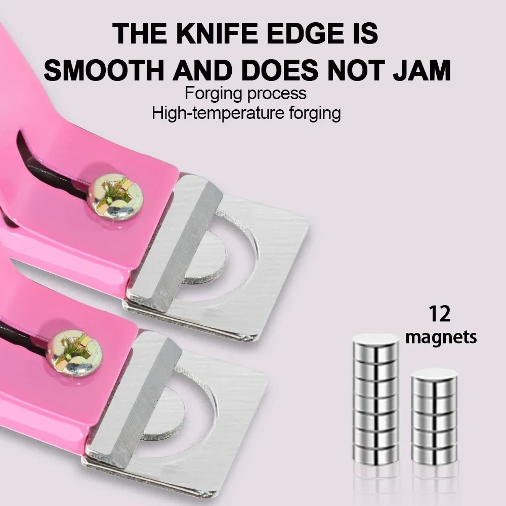 Akrylowe nożyczki do paznokci ze stali nierdzewnej U Word False Tips Trimmer Manicure Tools Straight Cut Kit z 12-częściowym magnesem