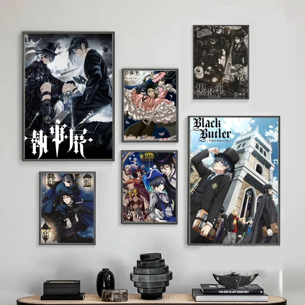 Black Butler Poster, klebrige Poster, wasserfester Papieraufkleber, Kaffeehaus, Bar, Heimdekoration