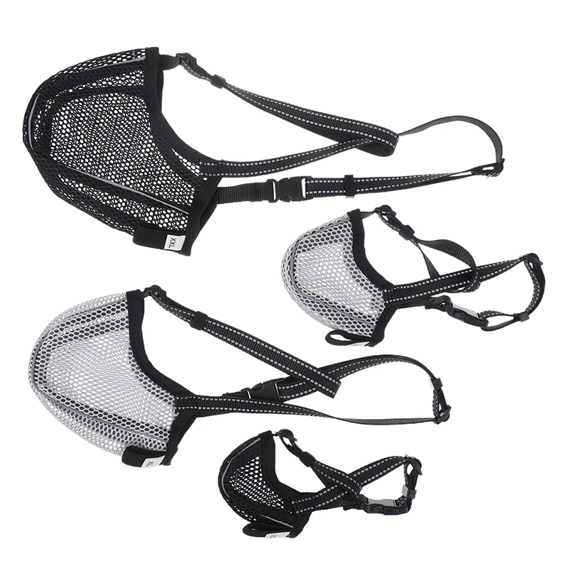 Dog Mesh Muzzle With Reflective Strips For S/M/L Dogs Anti Biting Scavenging Chewing Muzzle Allows Dogs To Pant And Drink