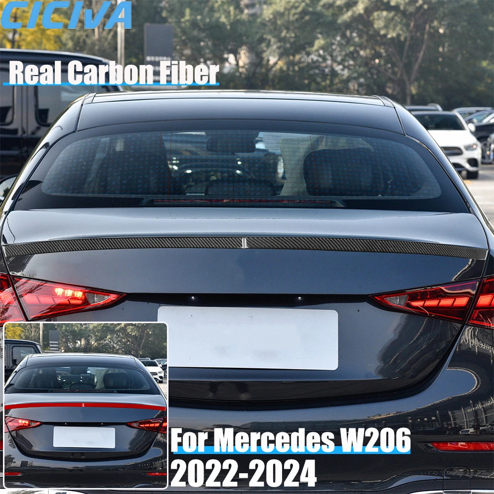 

Автомобильные аксессуары из настоящего углеродного волокна, декоративная крышка багажника, мягкая наклейка для Mercedes C-класса W206 2022 2023 2024