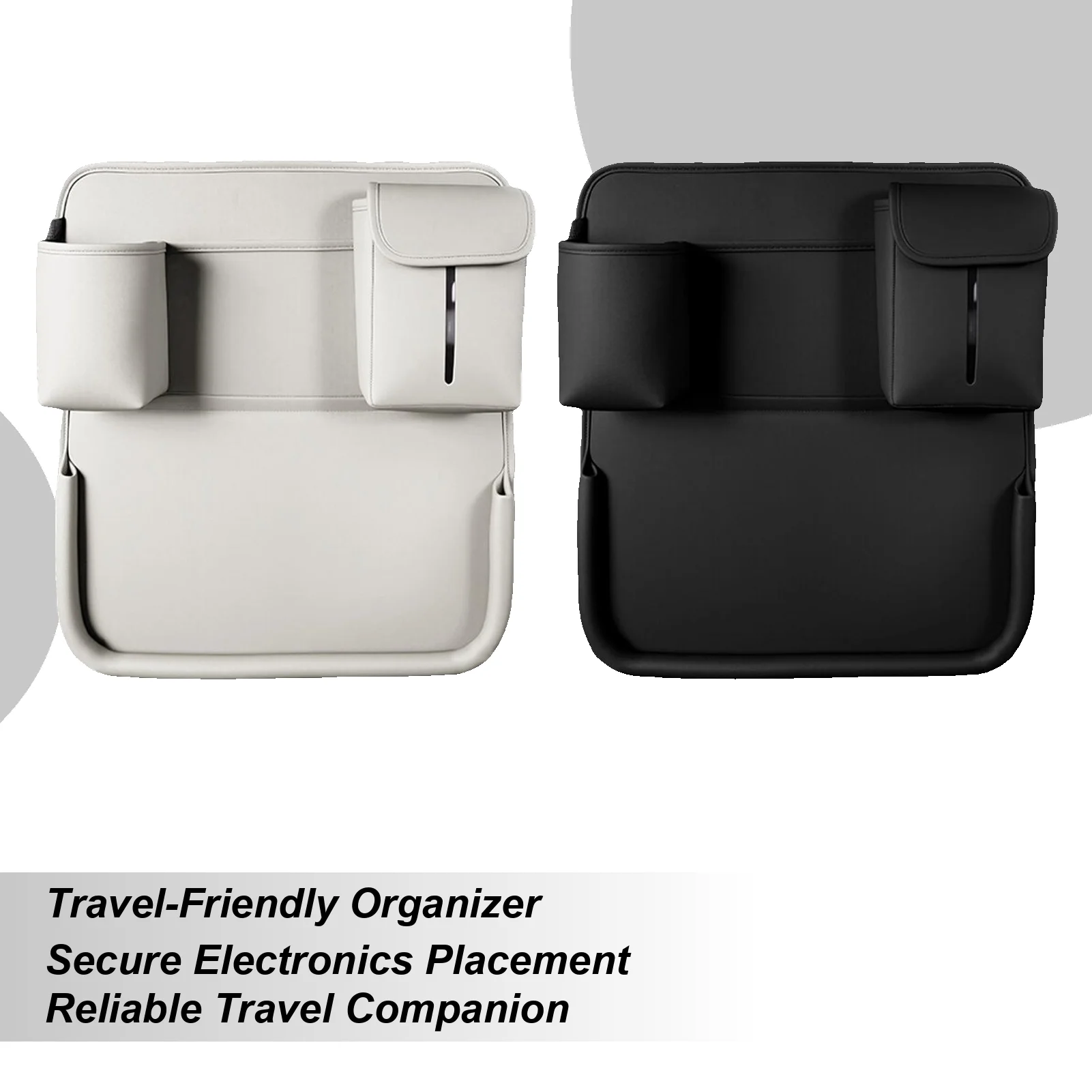 

Car Trays for Eating PU Leather Foldable Multifunctional Auto Bag Seat Back Organizer for Vehicle Truck SUV Van Door Road Trip