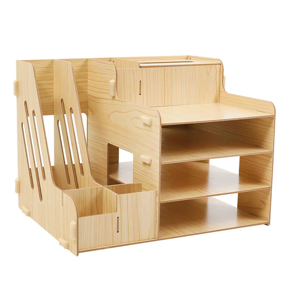 Drawer Style Wooden File Storage Rack Multi Compartment Desktop Organizer for Bills Documents Sundries Heavy Duty Document