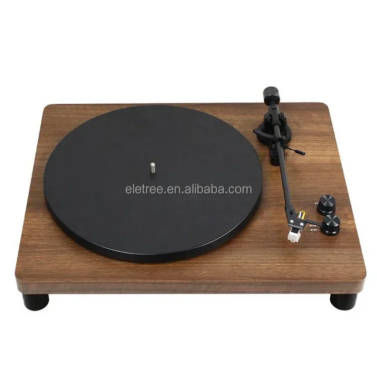 High End Walnut Color Turntable Rca Phonograph Music Center Vinyl Record Player