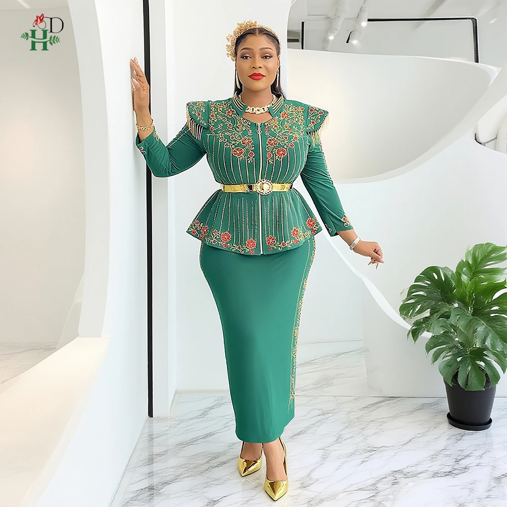 Nueva ropa africana para mujer, 2 uds., Tops y faldas, traje Dashiki Ankara, trajes turcos, vestido de talla grande, vestidos africanos de oficina