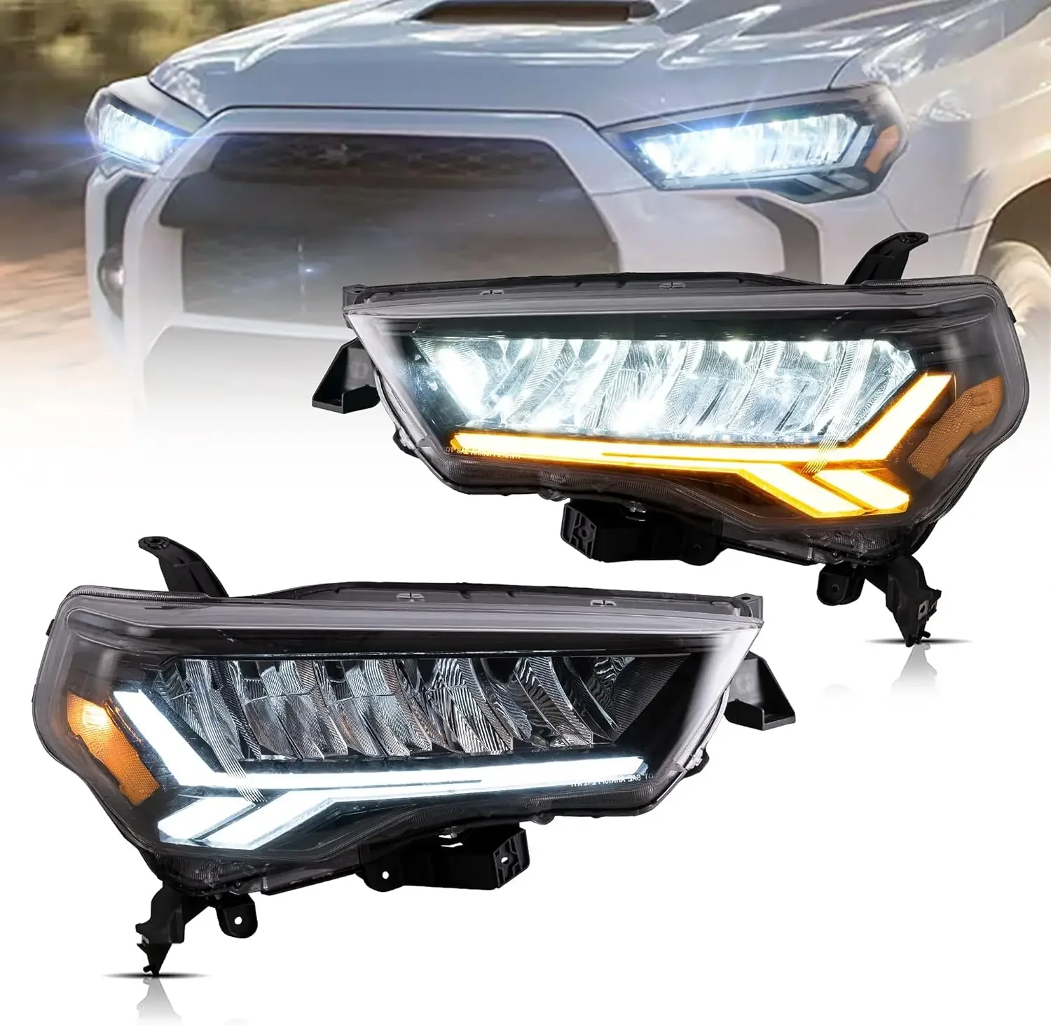 

Projector Headlights Compatible with Toyota 4Runner 2014-2023 w/Amber Sequential Turn Signal w/Dynamic Animation& Breathin