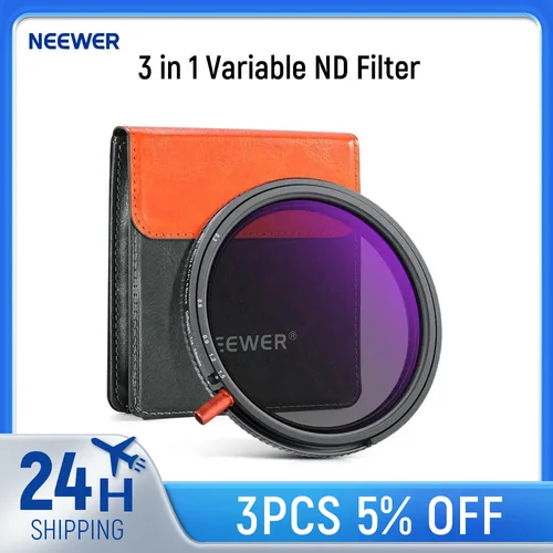 Imagen 1 del producto NEEWER Filtro ND variable 3 en 1 + CPL + difusión negra 1/4, ND2-32, lente de cámara Vidrio HD de polarización circular de densidad neutra
