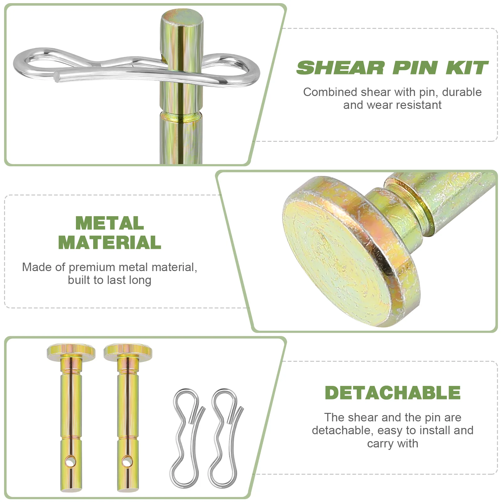 Kit de pinos de cisalhamento e cotter de 20 peças para acessórios de substituição de soprador de neve Peças de soprador de neve