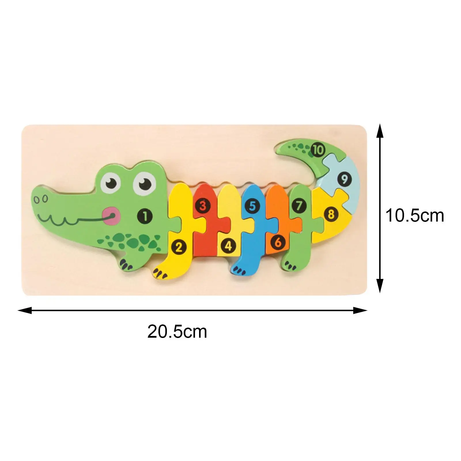 Colorful Wooden Animals Puzzle Wooden Crocodile Number Puzzle for Kids Gifts