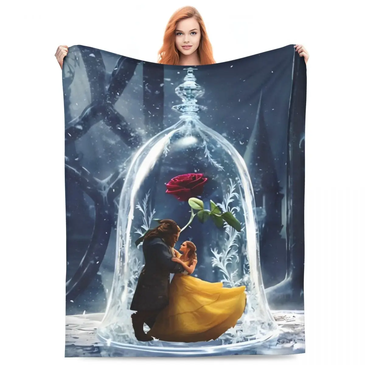 Beauty And The Beast Warm Blanket Picnic Plush Bedding Throws Pattern Bedroom Flannel Bedspread Sofa Bed Cover