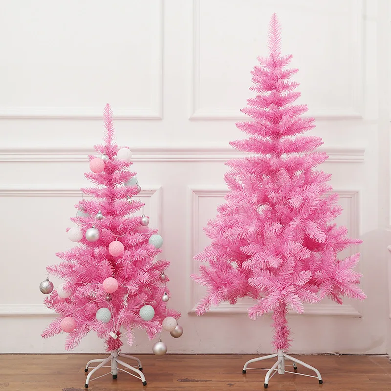 1PC Pink Artificial Christmas Pine Tree 45/60cm Xmas Tree Decoration Christmas Stand White Pink Christmas Tree New Year Gift