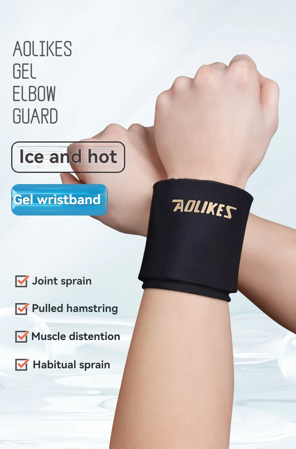 AOLIKES 1PCS Wrist Ice Pack Wrap for Pain Relief, Reusable Wrist Brace Cold Gel Ice Pack for Injuries, Hot & Cold Compress Wrist