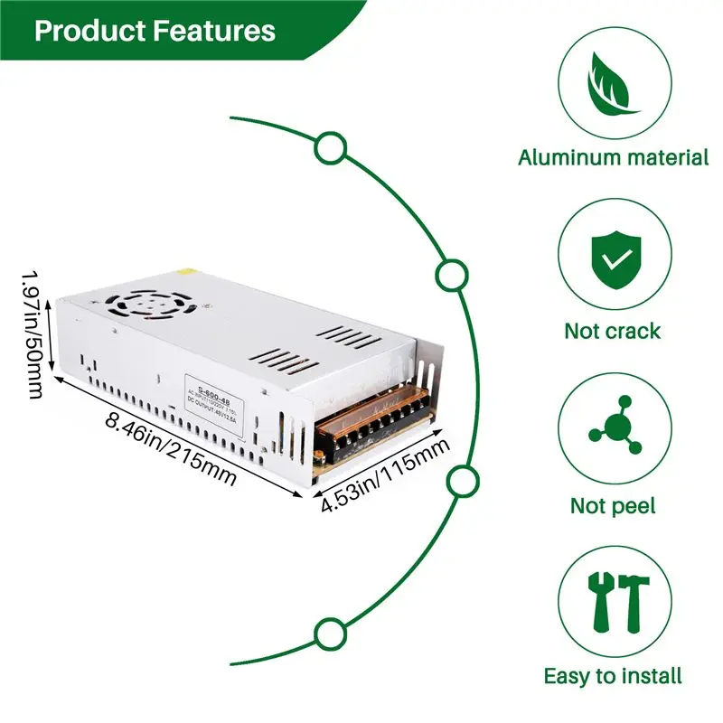 B27B 48V 12.5A 600W Switch Power Supply لمعدات المراقبة والأتمتة الصناعية وخزانة التحكم PLC ومعدات LED #6