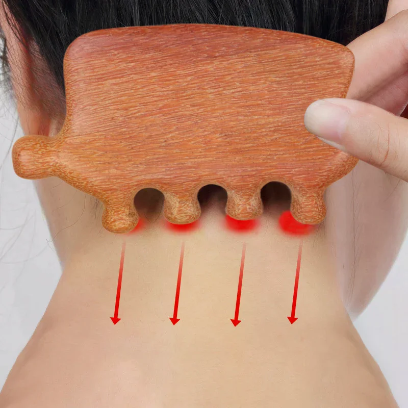 

Массажная расческа для головы с пятью зубцами, расческа для волос из сандалового дерева, расслабляющий массажер для акупунктурных точек, портативная расческа с деревянной ручкой, антистатический инструмент для укладки