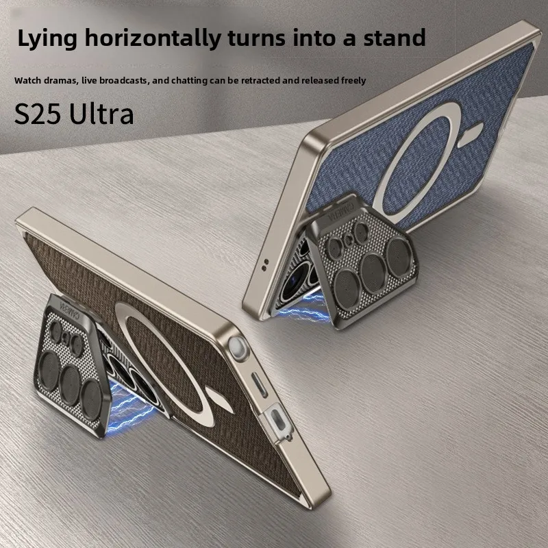 [Nuevos productos más vendidos] soporte para lentes anillo de succión magnético patrón de tela funda para teléfono móvil para Samsung SM-S25Ultra/SM-S24Ultra