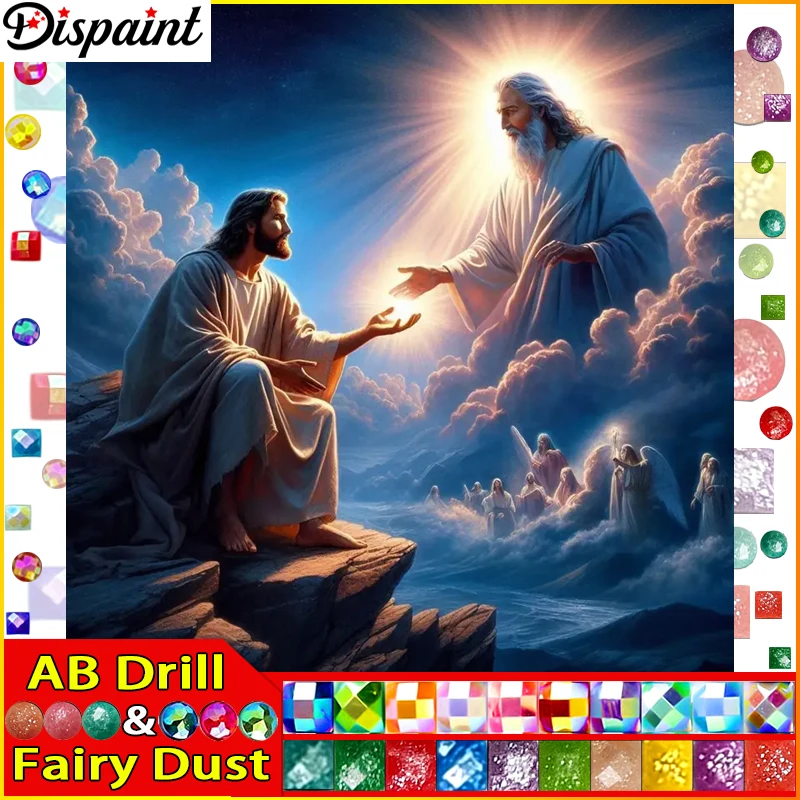 Dispaint Fairy Dust AB Diamantgemälde „Religion Man“ voller quadratischer/runder Bohrer, Wanddekoration, eingelegtes Harz, Stickerei, Handwerk