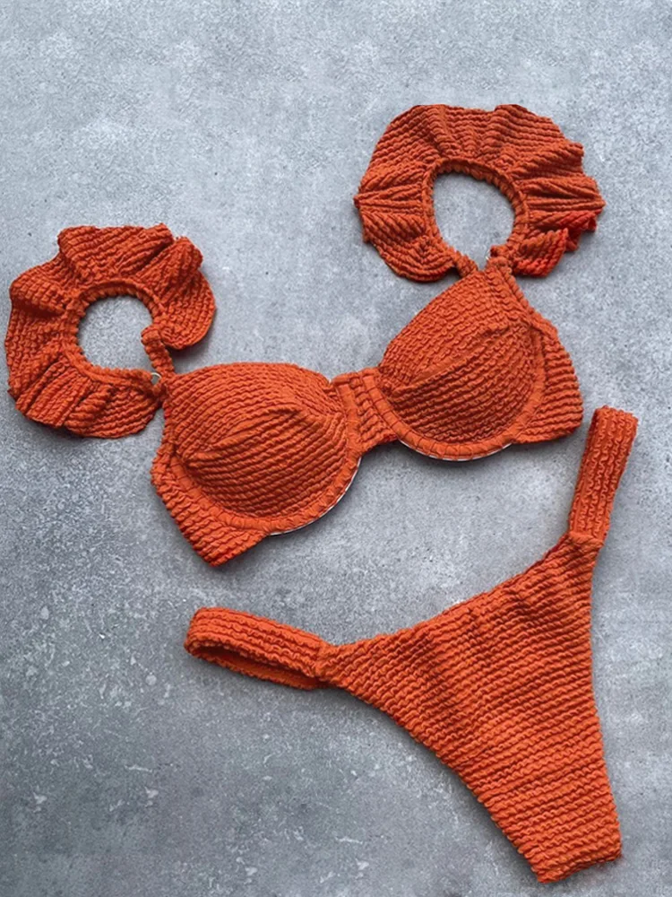 

COOBBU Off Shoulder Bathing Suit Solid Bikini Set Swimwear Women High Cut Swimsuit Female Beachwear 2025 Biquini Summer