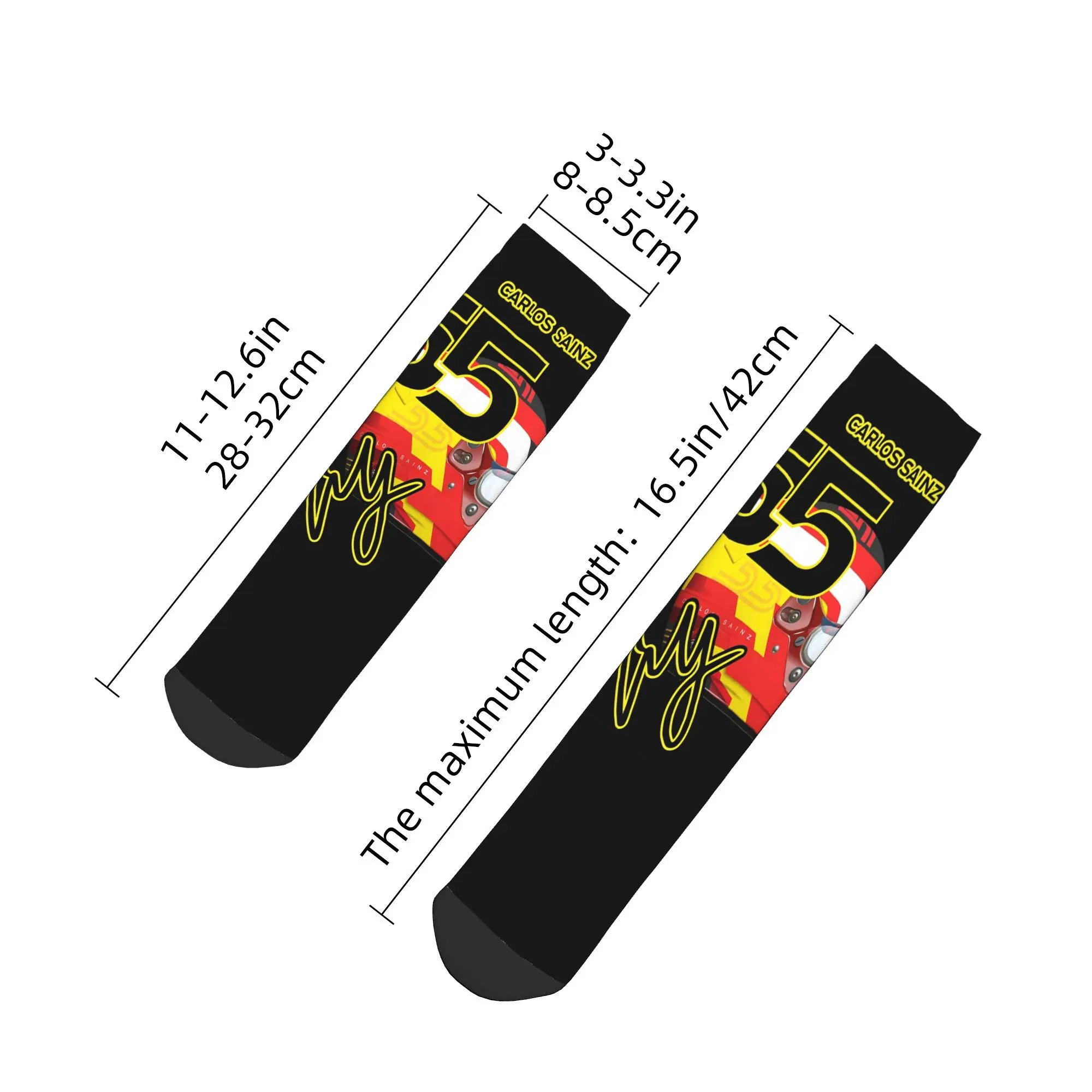 جرافيك توقيع كارلوس ساينز جونيور F1 - جوارب داكنة، جوارب هاراجوكو، ملحقات جوارب لجميع المواسم لهدايا عيد الميلاد للجنسين