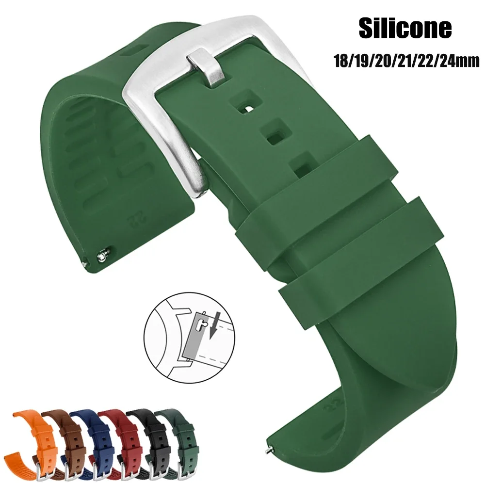 Waterproof Silicone Bracelet 18mm 19mm 20mm 21mm 22mm 24mm for Seiko Sport Watch Strap for Rolex Universal Replacement Watchband