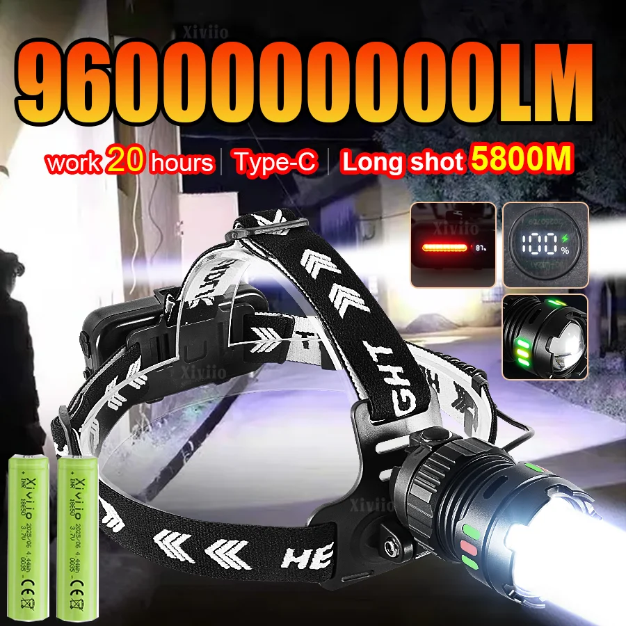 

Налобный фонарь для кемпинга, поисковый светильник, перезаряжаемый мощный налобный фонарь, передние фонари, охотничьи фары, налобный фонарик для рыбалки