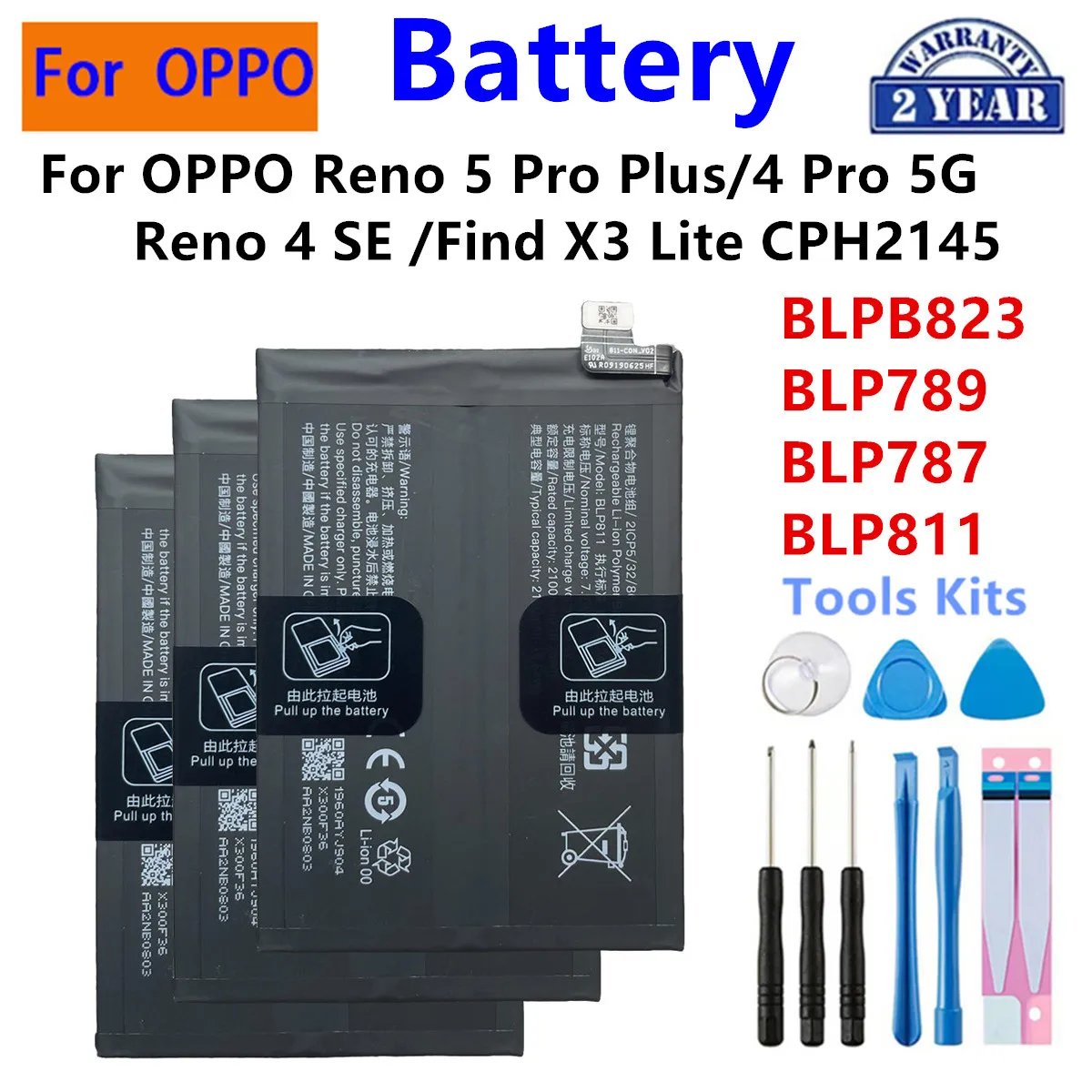 

BLP823 BLP789 BLP787 BLP811 Battery For OPPO OnePlus Reno 5 Pro Reno 4 Pro 5G /OPPO Reno 4 SE Find X3 Lite Phone Batteries