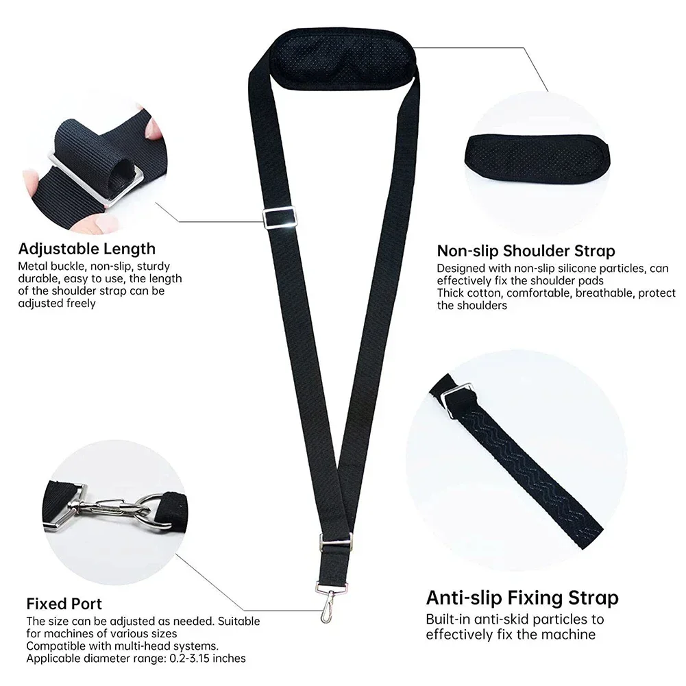 1pc Black Shoulder Strap built-in non-slip glue string trimmer leaf blower multi head system garden power tools accessories