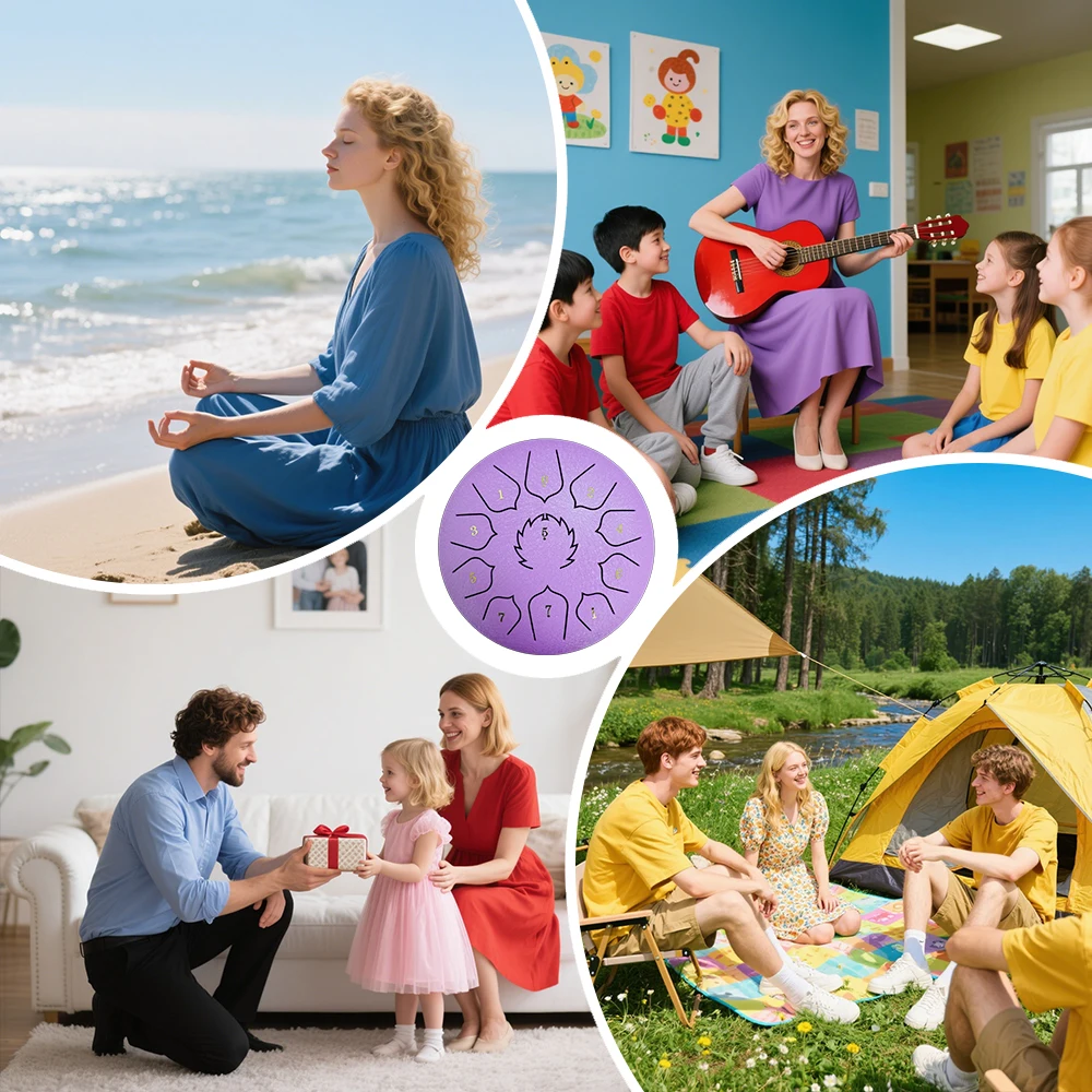 8 Zoll 11-Note Steel Tongue Drum Rain Drum Sound Healing Instrument Kit Yoga/Medical/Outdoor/Angst Relief Tool – Detail 5