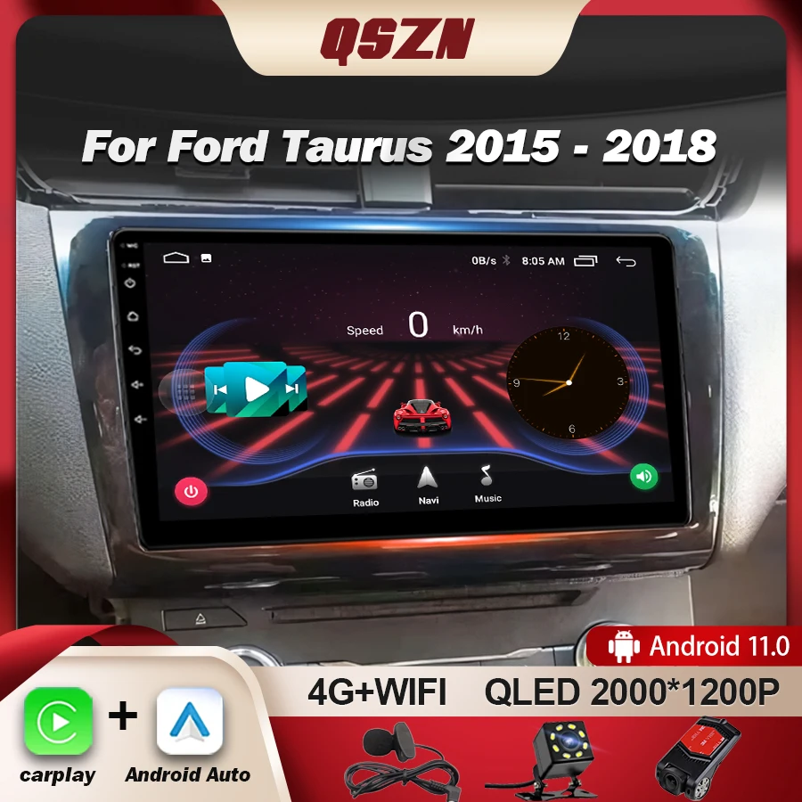 

QSZN для Ford Taurus 2015 - 2018 автомобильный радиоприемник BT QLED мультимедийный Видео Стерео WIFI RDS беспроводной Carplay Авто AHD DSP Android 13