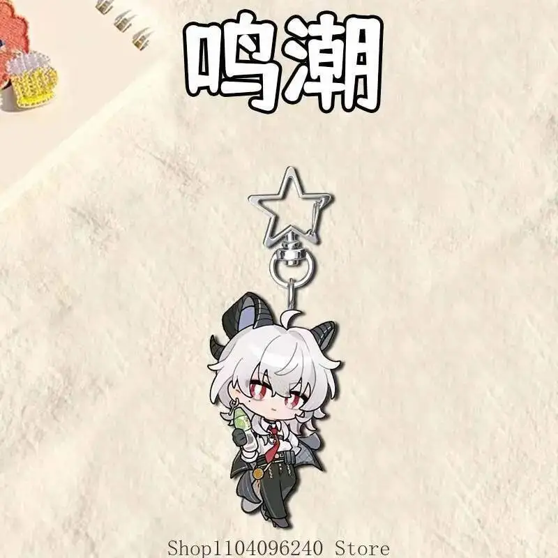 أنيمي لعبة Wuthering موجات أنيمي تأثيري الاكريليك المدرسية مفتاح سلسلة قلادة سلاسل المفاتيح لعبة على ظهره