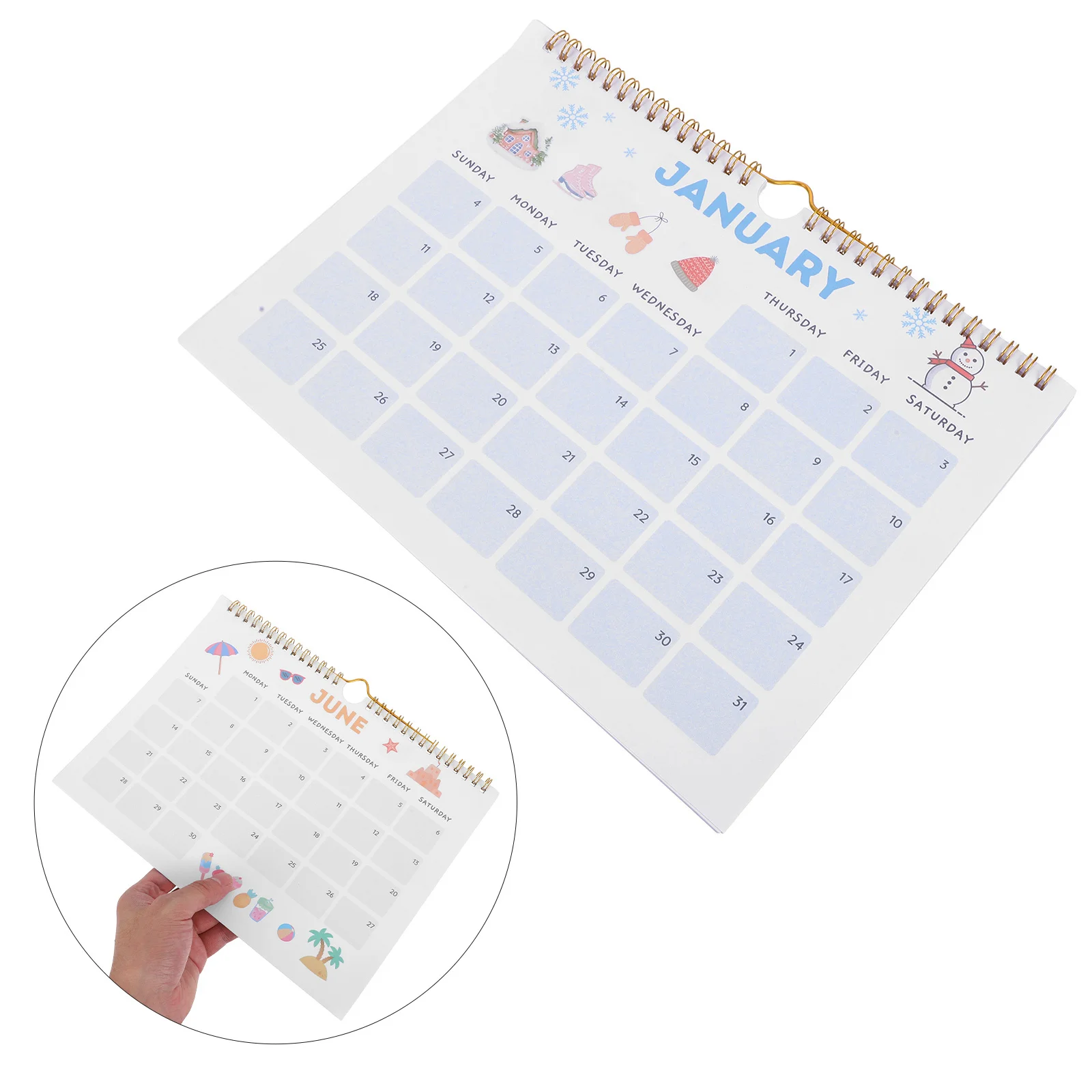 

12 Month 2026 Wall Calendar Coil Bound Monthly Planner For Home Office Kitchen Minimalist Hanging Yearly Schedule Paper