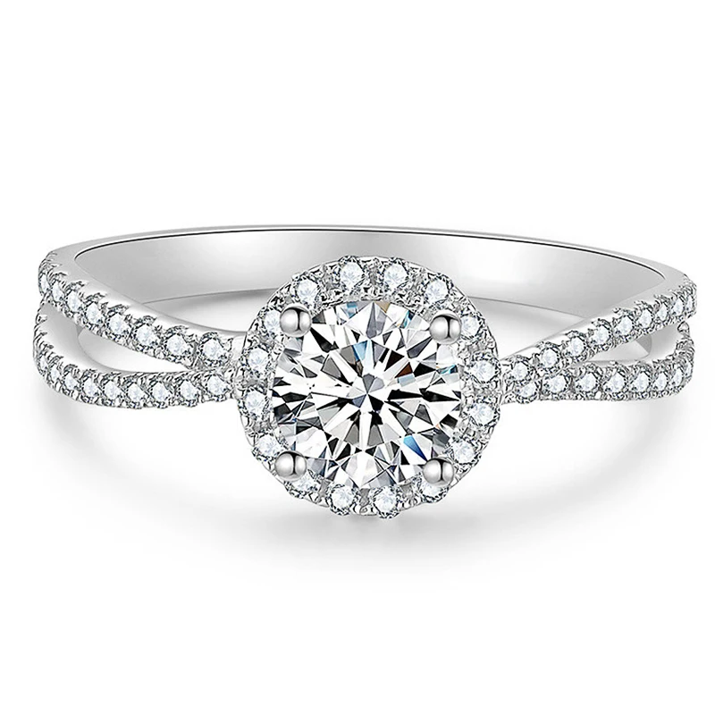 Huitan Elegant Round Cubic Zirconia Silver Color Wedding Rings for Women Eternity Marriage Engagement Accessories Hot Jewelry