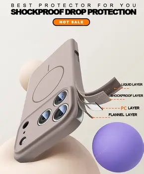 Oficiální magnetický kryt na telefon pro iPhone 11 12 13 16 17 Pro Max Air 15 14 16 Plus MagSafe tekutý silikonový ochranný kryt s ochranou proti nabíjení 8 nejlepší prodej masky na iPhone - №6