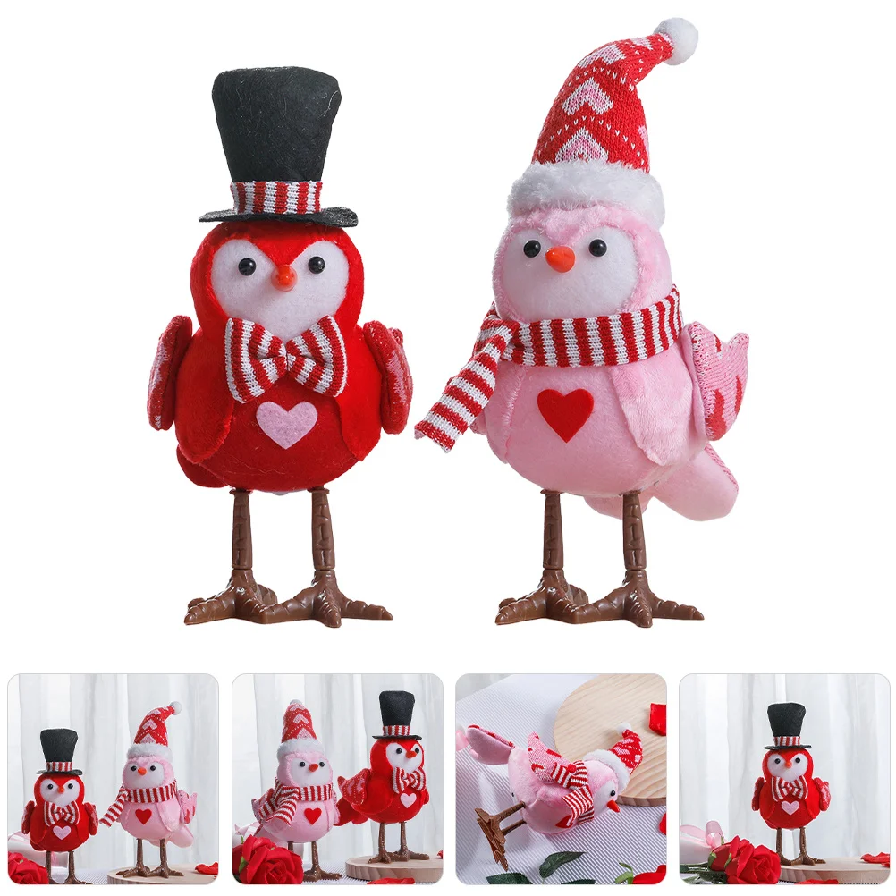 

2Pcs Glowing Valentines Day Bird Statue Couple Figurines Romantic Table Decor Wedding Centerpiece Lighted Ornament