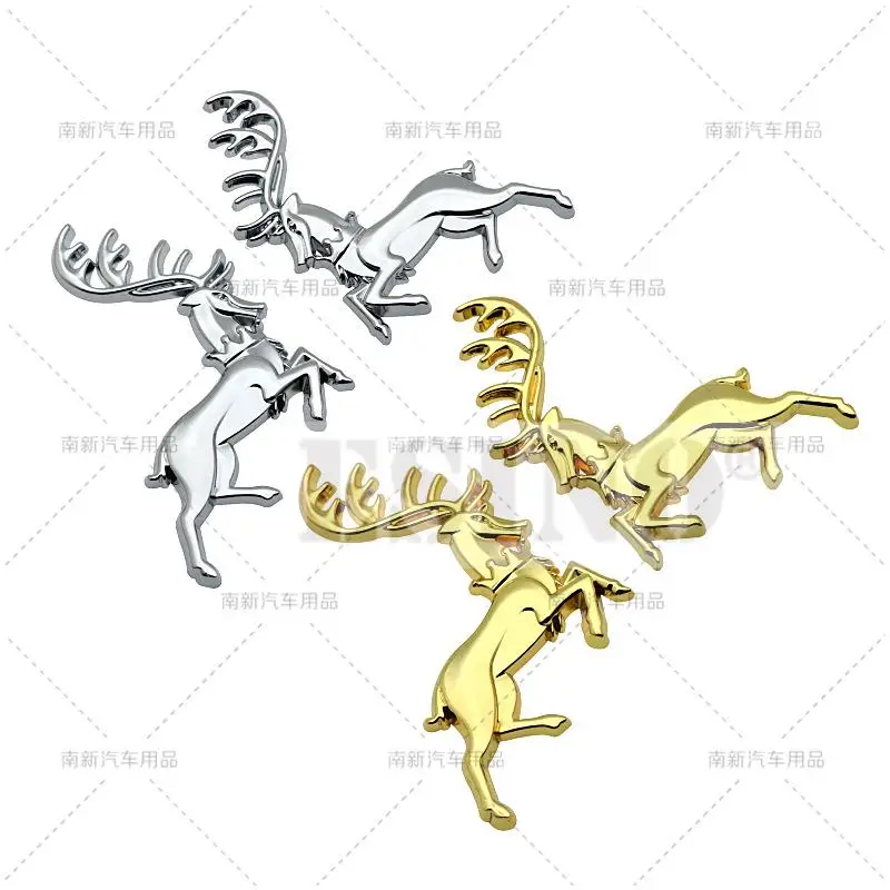 Car Styling Elk Deer Wapiti Deer Metal Chrome Zinc Alloy Adhesive Emblem Car Body Trunk Fender Badge Sticker Decal Accessory