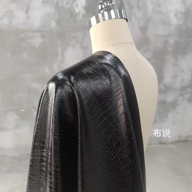 

Imitation Leather Fabric Black Texture Smooth Shoe Bag Handmade DIY Wholesale Cloth Sewing Fabric Meters Material