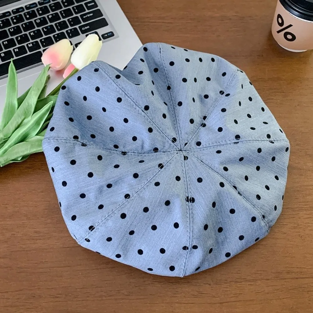 

Japanese Korean Polka Dot Berets Versatile Retro Painter Berets Y2k Casual Beanie Cap Female
