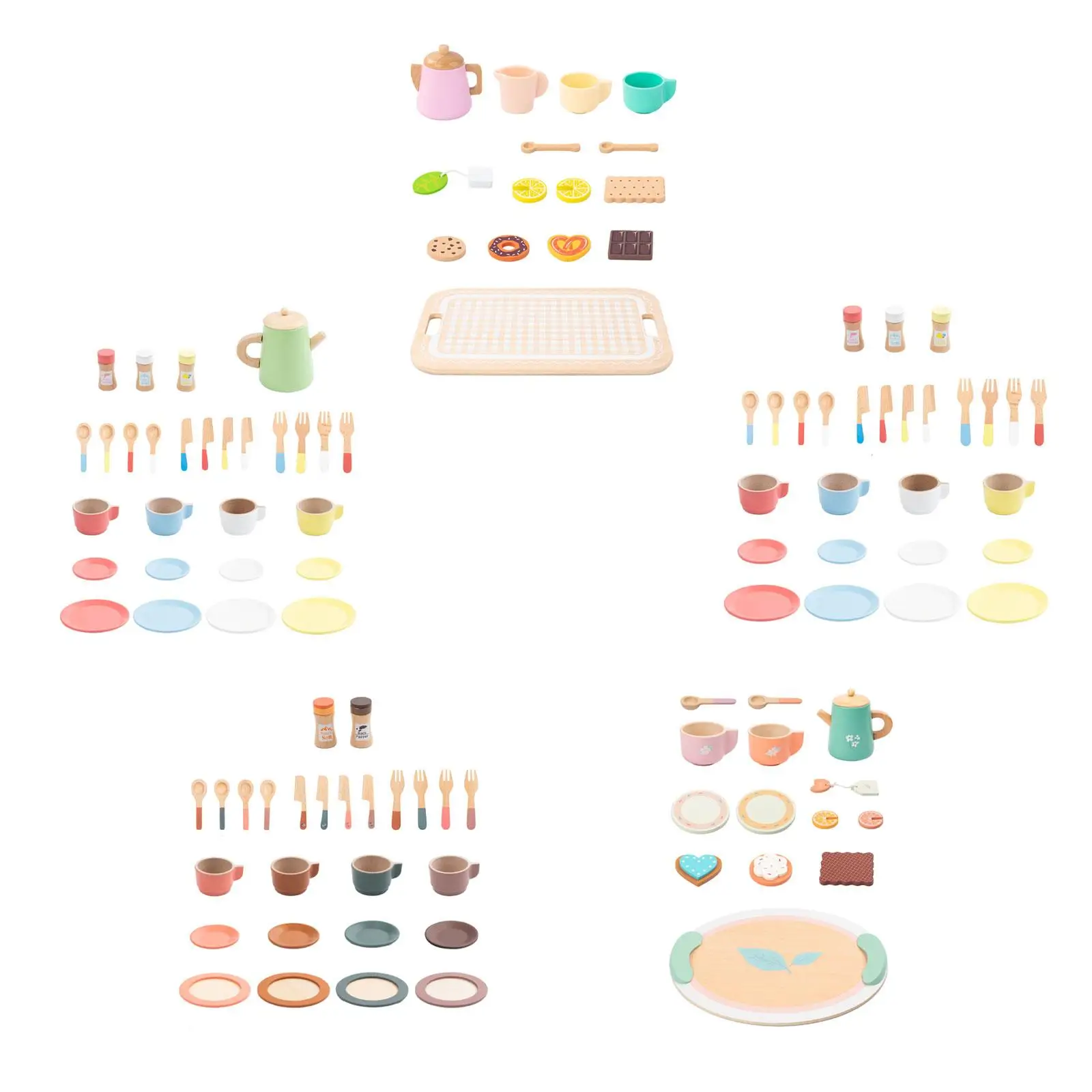 Juego de fiesta de té para niños, juguetes de madera para niñas de 2, 3, 4, 5 y 6 años, juego de té de la tarde, accesorios de cocina para juego de imitación de princesa