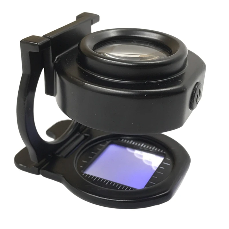8 LED Glass Folding-Lamp Handheld-Stand Desktop Reading 10X Magnifier 94PD
