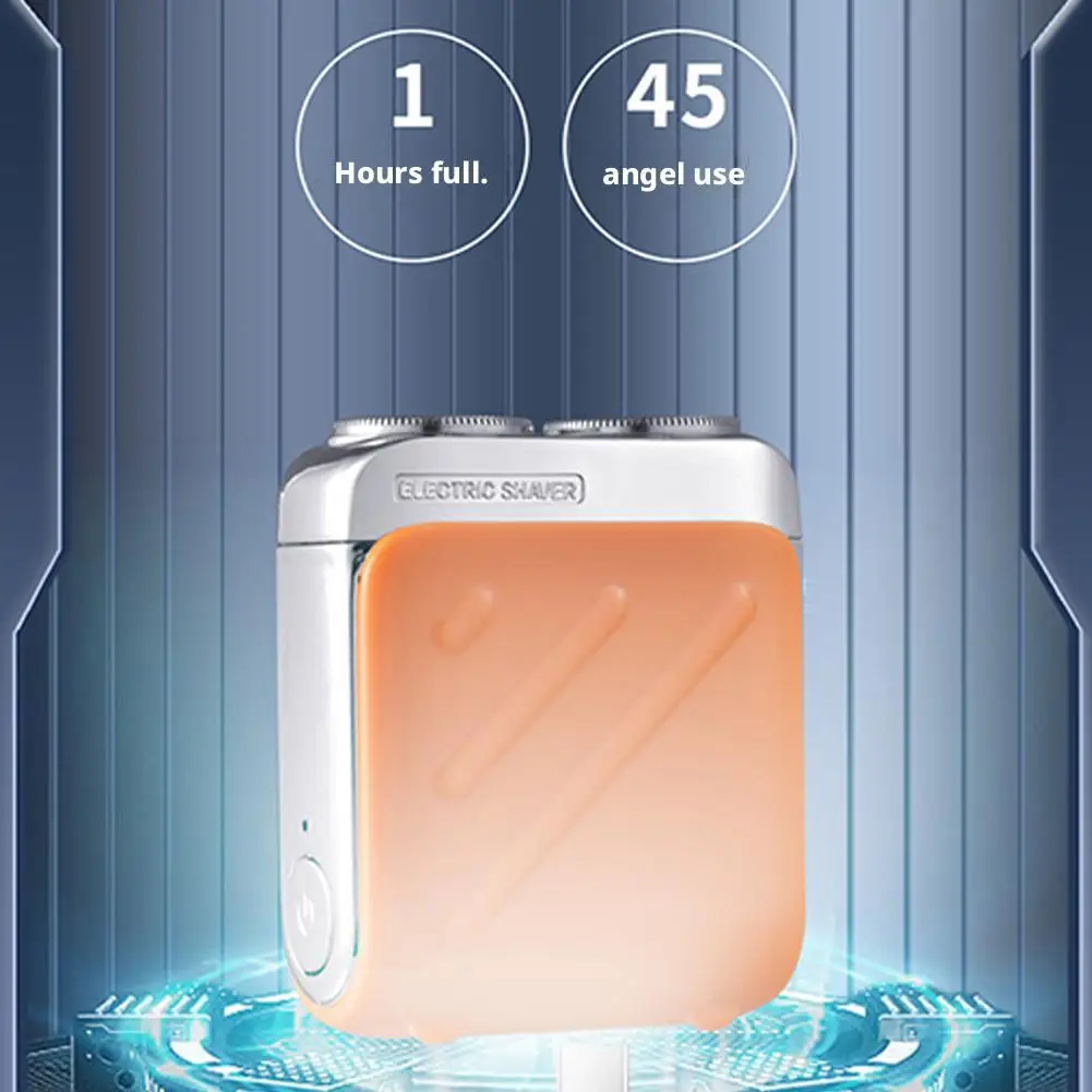 ماكينة حلاقة كهربائية محمولة دوارة برأس مزدوج للرجال ماكينة حلاقة صغيرة للسفر من النوع C شحن شفرات جيب مقاومة للماء #5