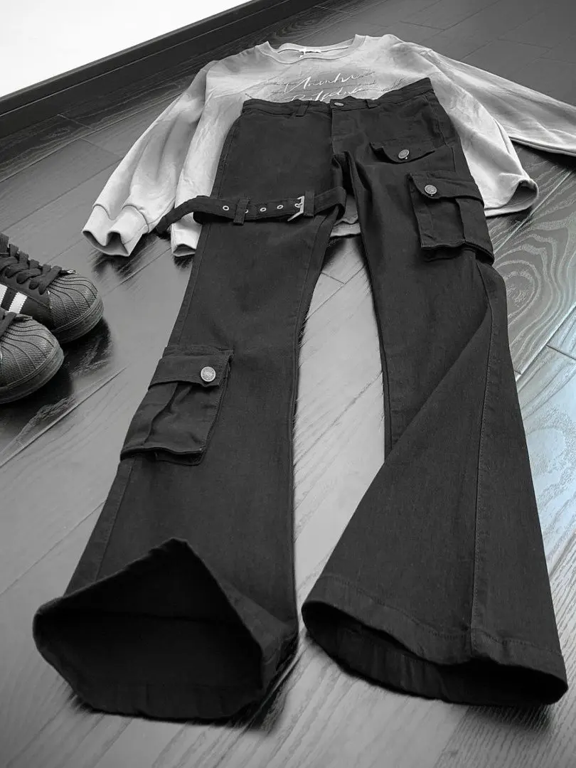 

Мужские джинсы Bla Vibe Workwear: узкие брюки-буткат с молнией, средней посадкой, в стиле High Street, повседневные