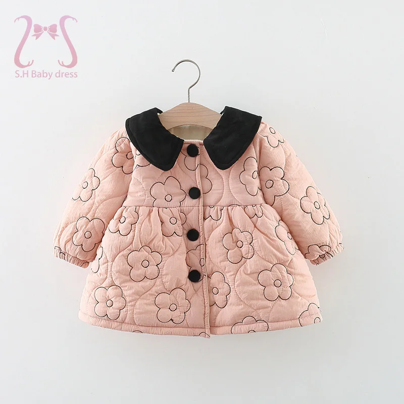 

0-3 Years Old Toddler Winter Warm Coat Sweet Flowers Children Clothing Cute Baby Girls Comfortable Fashion Jacket Kids Outerwear