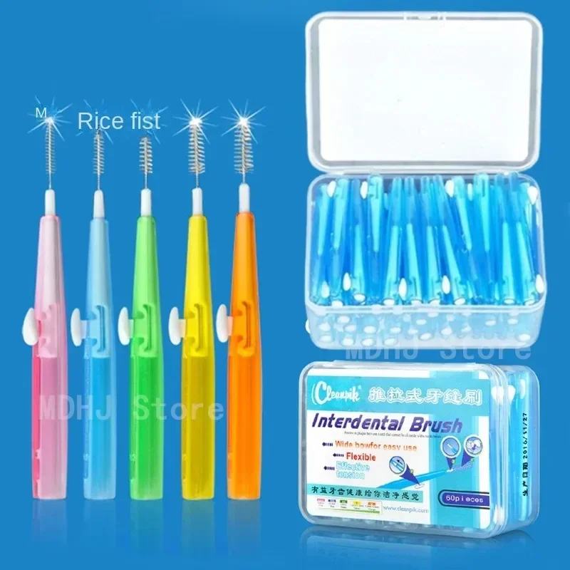 Cepillo Interdental de 0,6-1,5 Mm para limpieza entre dientes, cuidado bucal, ortodoncia, hilo Dental en forma de I, 30 unids/lote por caja