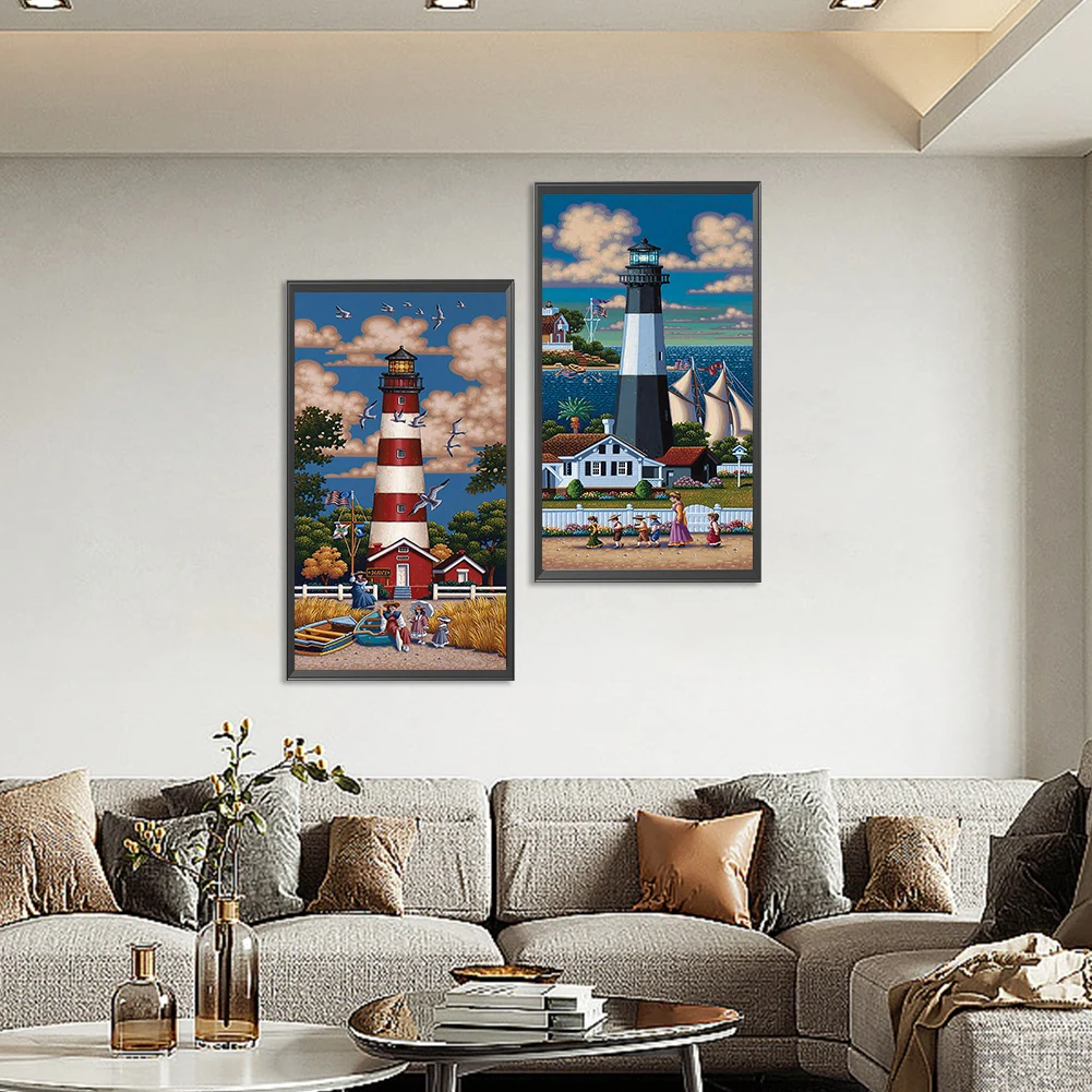 

2pcs 5D DIY Full Round Drill Diamond Painting Beacon Kit Home Decoration 30x60cm