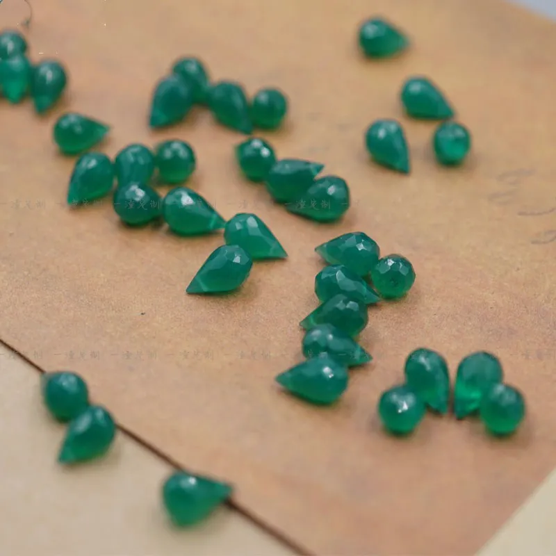 

5pieces AAA loose beads drop faceted GREEN AGATE 6-9MM for DIY jewelry making FPPJ wholesale beads nature