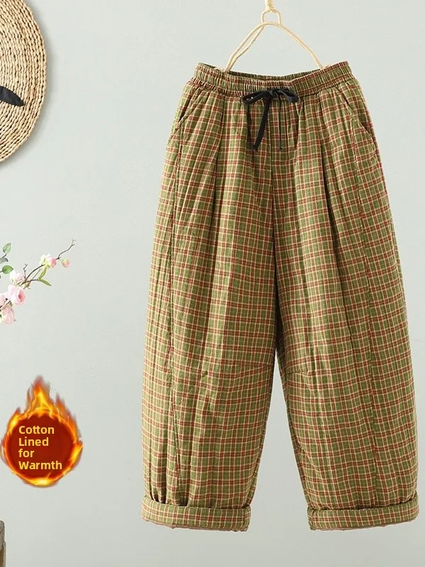 

High Waist Straight Leg Cotton Pants Women's plus Size Casual Trousers with Cotton Insertion No Brand Korean Japanese Style