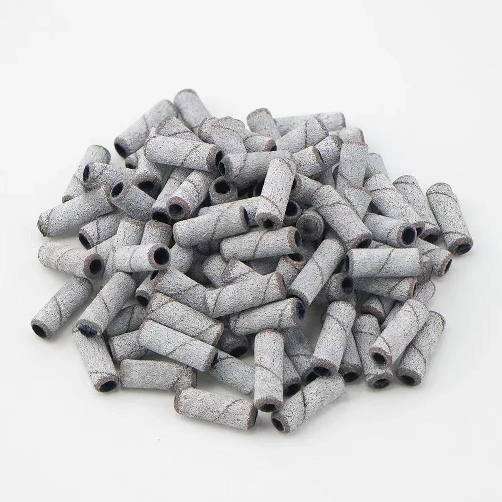 シャフト付き3/32インチネイルドリルビットマンドレルセット電動マニキュアツール角質除去3.1mmミニサンディングバンドキット50個/箱