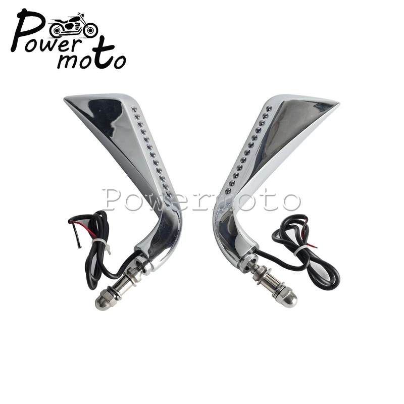 Motorcycle LED Lights 8mm Sickle Rearview Side Mirrors For Harley Street Glide Cross Bones Touring Dyna V-Rod Road King Softail - Image 6