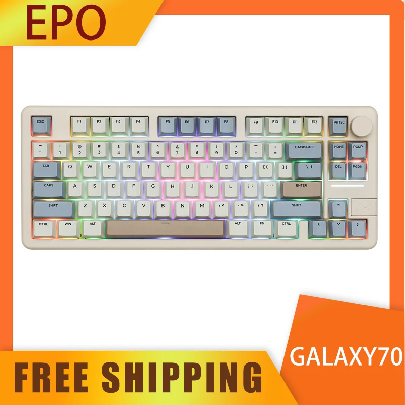 Galaxy 70 Aluminum Gaming Keyboard 75% Layout Gasket-Mounted Type-C Wired/Bluetooth/2.4g Wireless Mechanical Keyboard Custom Pc