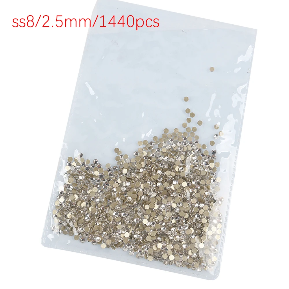 

SS3-SS8 Golden Back Non Hotfix Rhinestone Flat Back Rhinestone Clear Crystal Stones For Nail Art Decoration