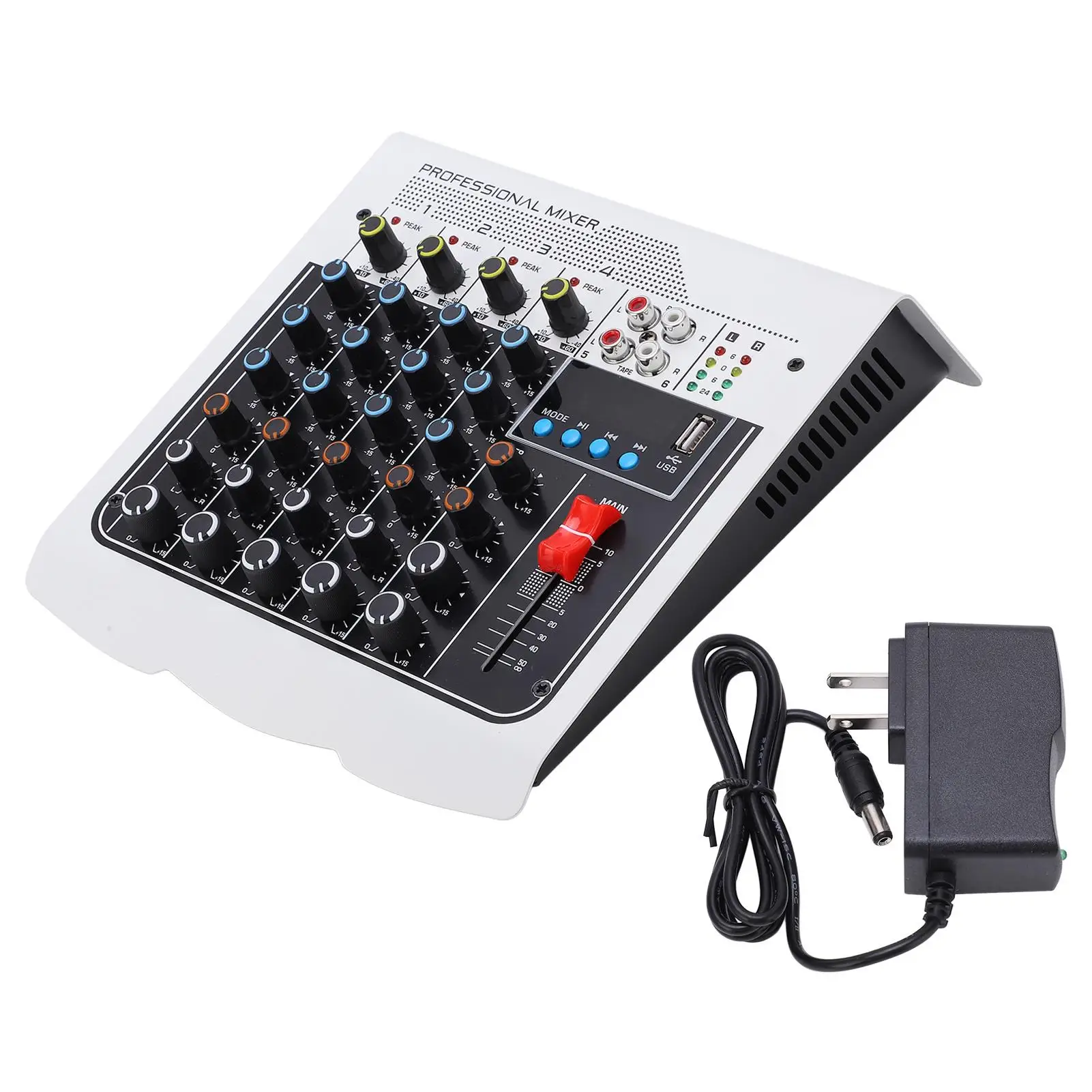 

6-Channel Audio Mixer with LCD Display & Multiple Interfaces - US Plug AC100-240V Sound Controller